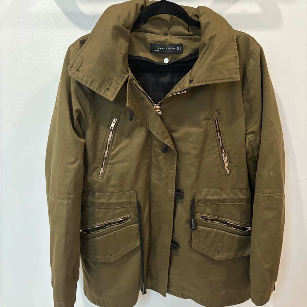 Zara outerwear olive green jacket